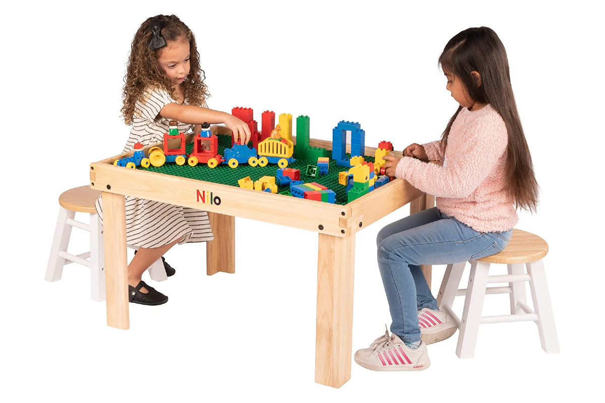 2-N-1 Activity Table with Blue Lego Compatible Top Fully Assembled 